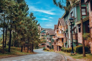 Swiss quadrilles mountain chalets surrounded by pine trees in cool climate of crosswinds luxury condominium developments in tagaytay | luxury lifestyle and homes by brittany corporation